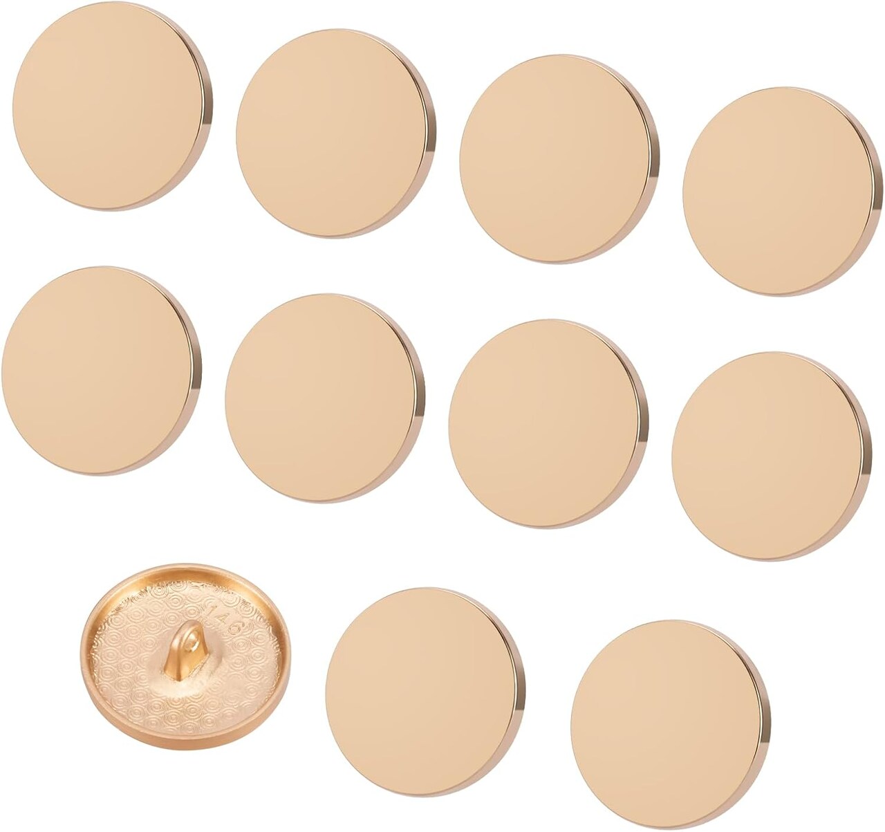 10 pcs 0.7 inch/18 mm in Hand-Stitched Gold Coloured Metal Buttons